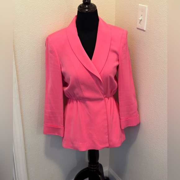 Alice + Olivia Jackets & Blazers - Alice + Olivia Pink Peplum Blazer Cinched Waist Wrap Size M